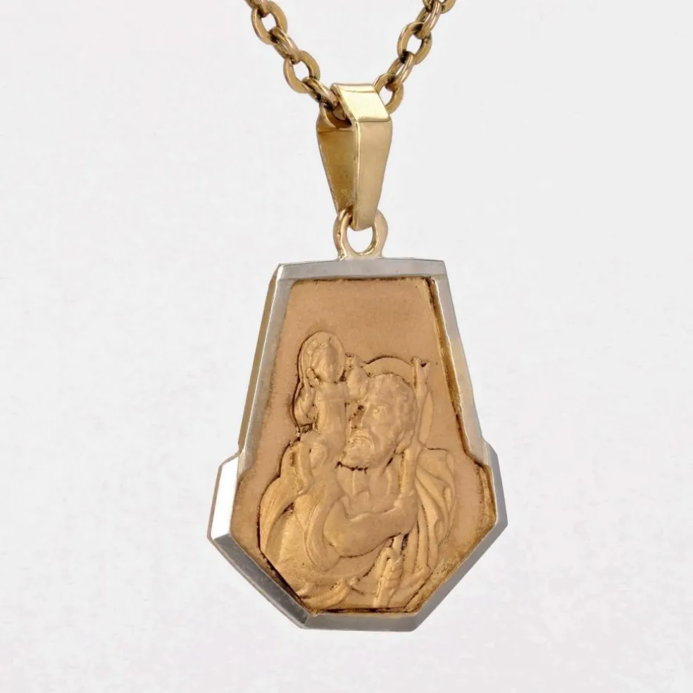 Médaille ancienne 3 ors Saint Christophe