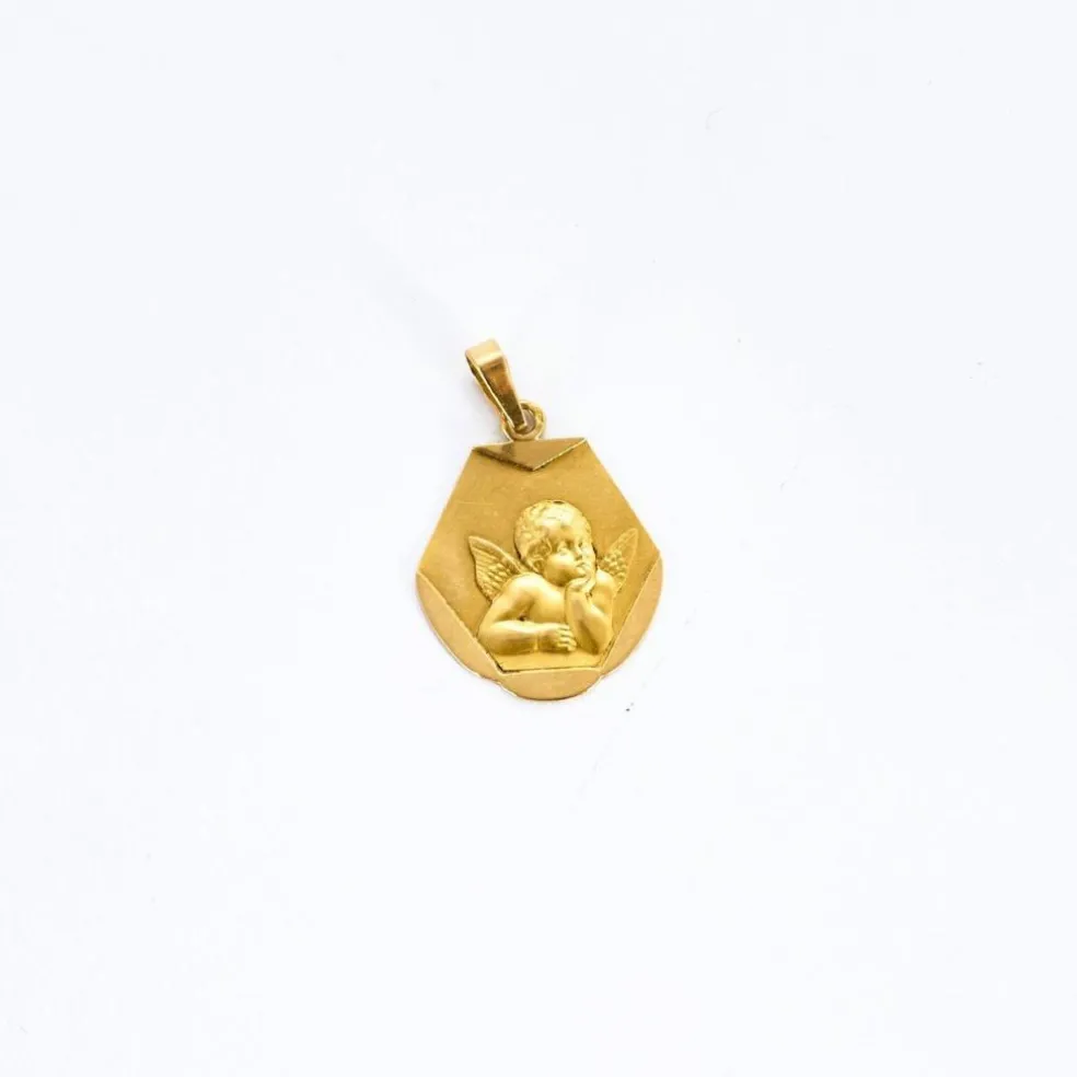 Médaille ancienne ange Raphaël en or jaune