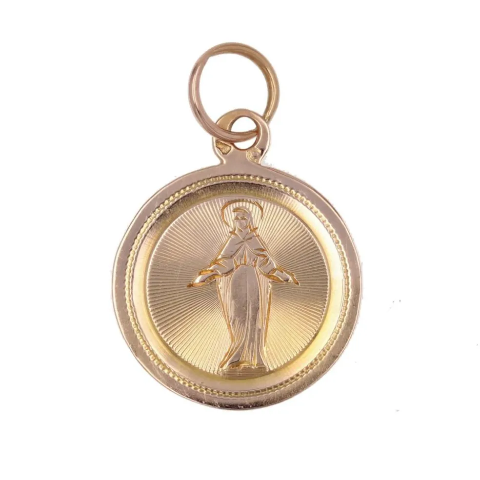 Médaille ancienne de baptême or rose