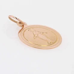 Médaille ancienne de baptême or rose