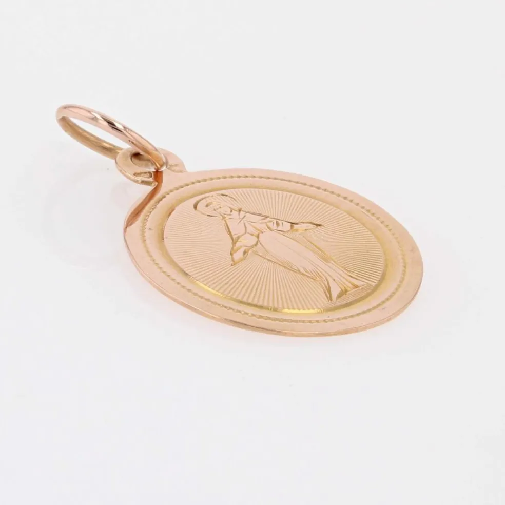 Médaille ancienne de baptême or rose