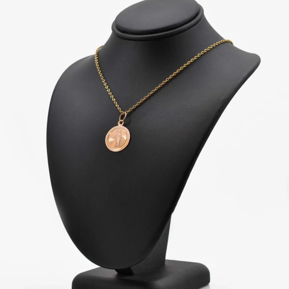 Médaille ancienne de baptême or rose