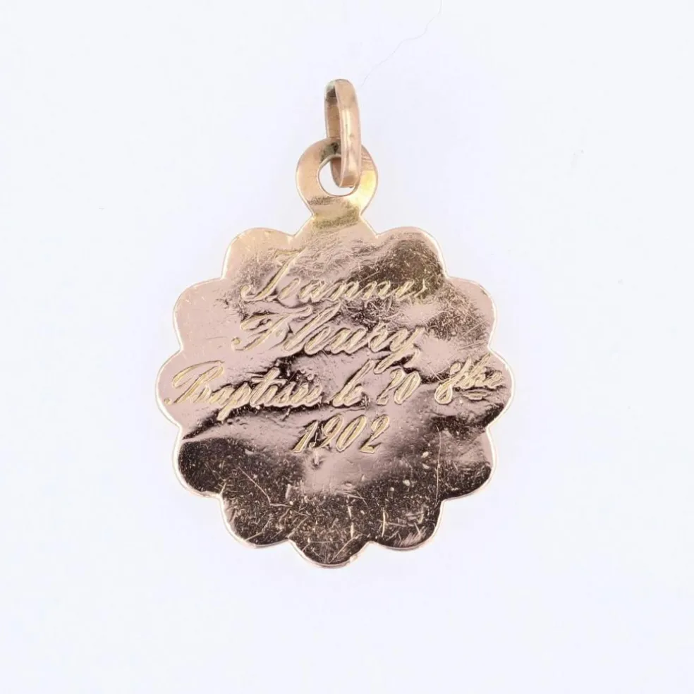 Médaille ancienne de baptême 2 ors