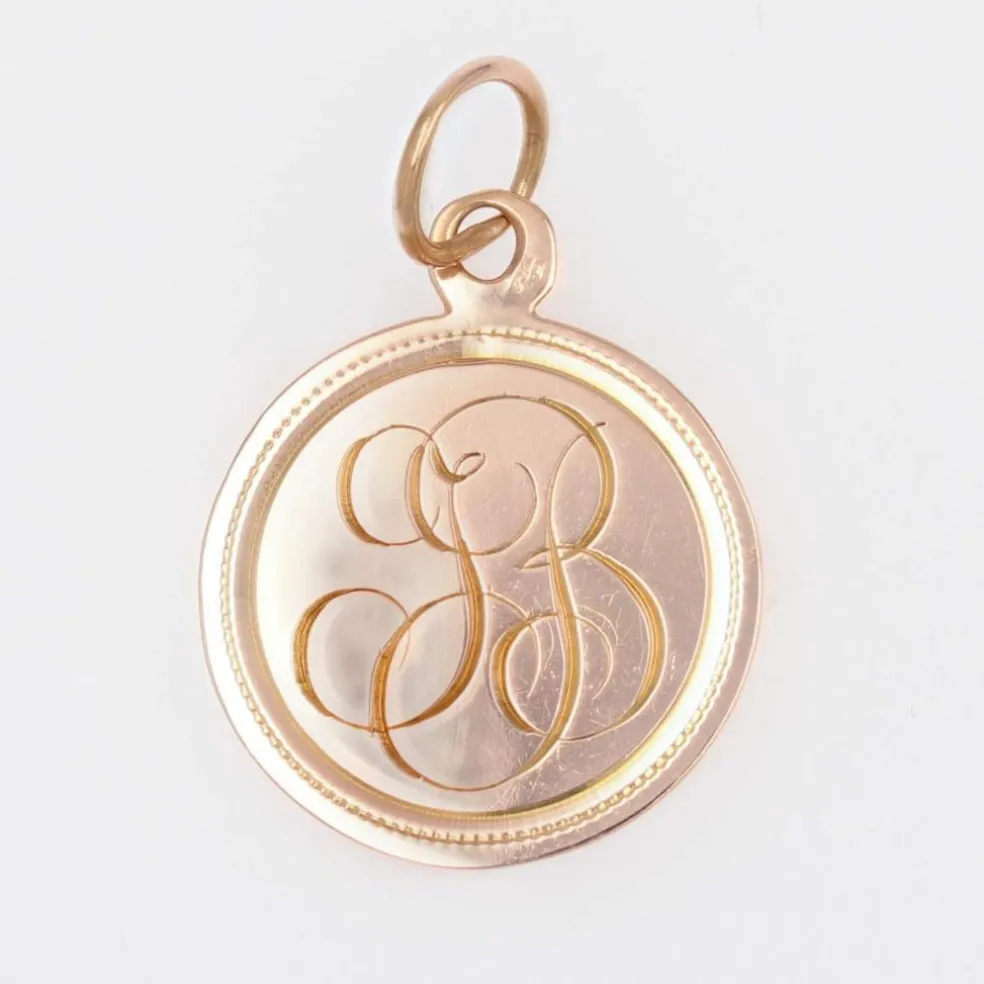 Médaille ancienne de baptême or rose