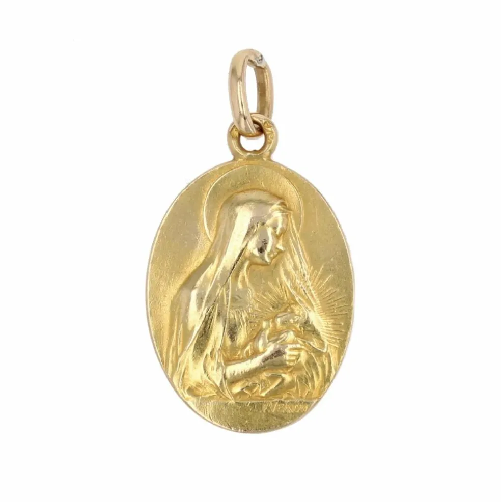 Médaille ancienne or jaune Vierge à l'Enfant Vernon
