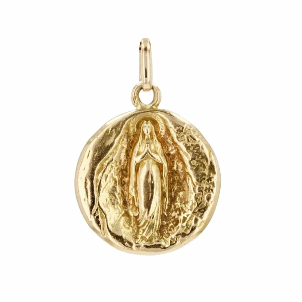 Médaille ancienne or jaune Saint Michel et Vierge Marie