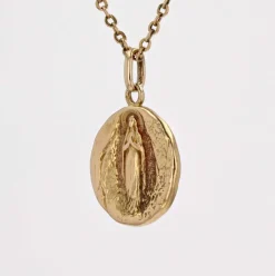 Médaille ancienne or jaune Saint Michel et Vierge Marie