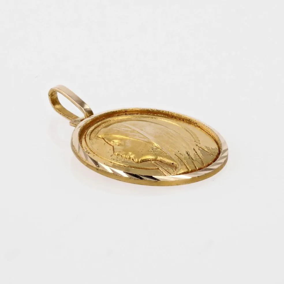 Médaille ancienne or jaune Vierge Marie décor épi