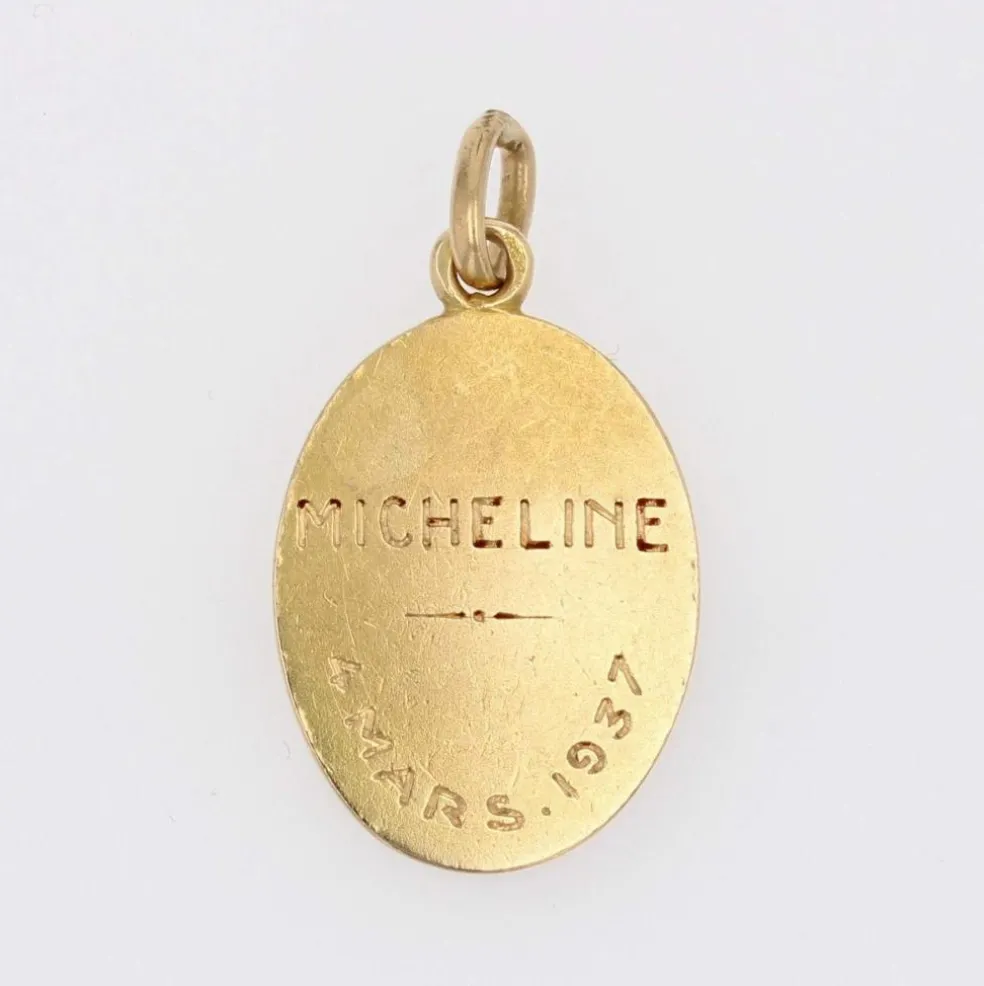 Médaille ancienne or jaune Vierge à l'Enfant Vernon