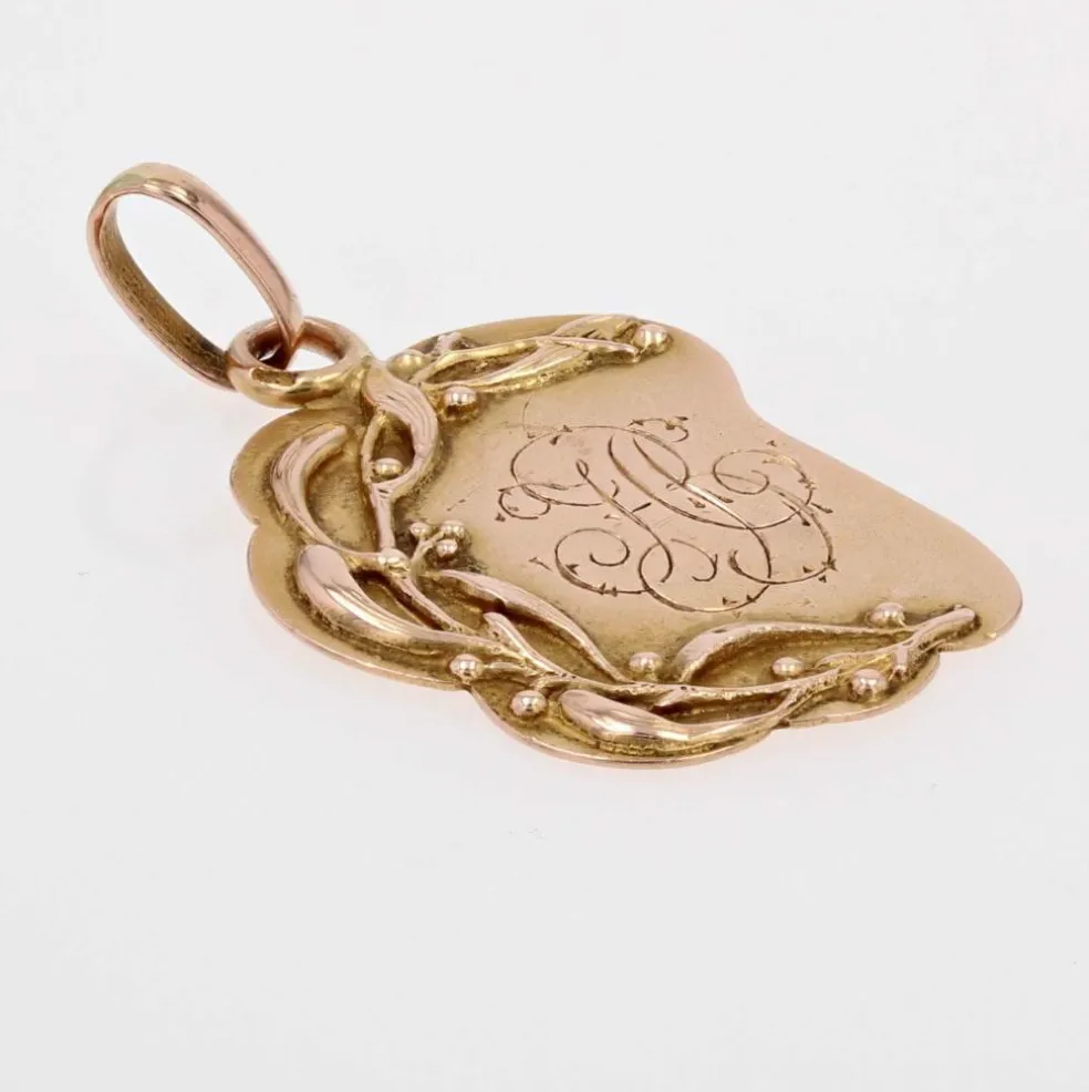Médaille ancienne or rose polylobée