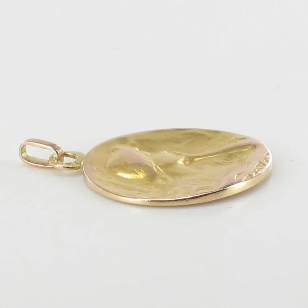 Médaille ancienne or rose portrait de femme