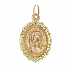 Médaille ancienne ovale polylobée Vierge Marie