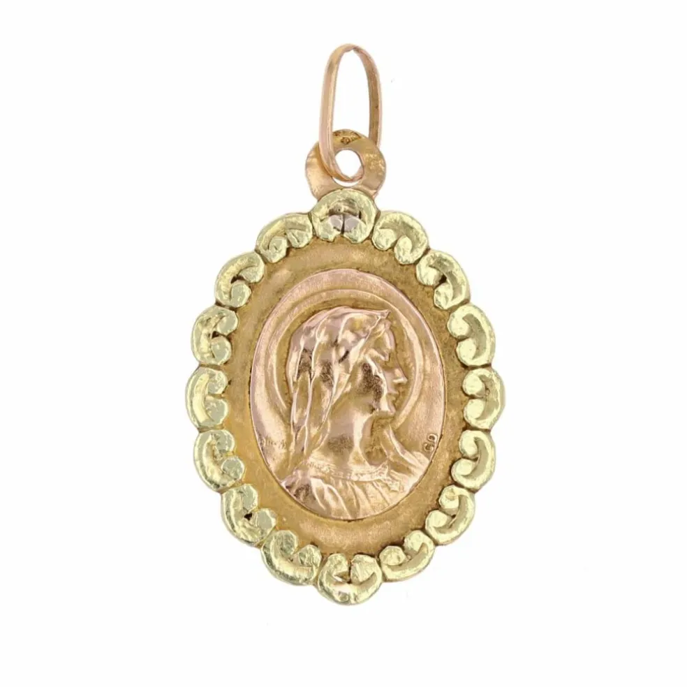 Médaille ancienne ovale polylobée Vierge Marie