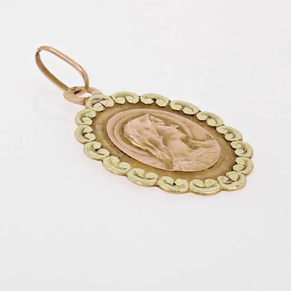 Médaille ancienne ovale polylobée Vierge Marie