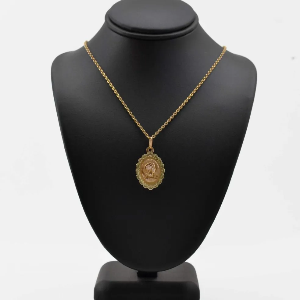 Médaille ancienne ovale polylobée Vierge Marie