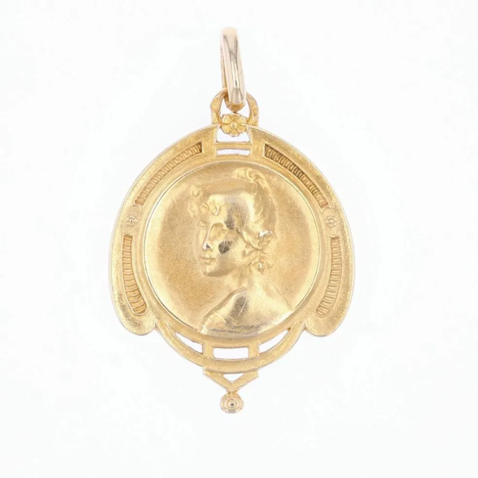 Médaille ancienne portrait de femme