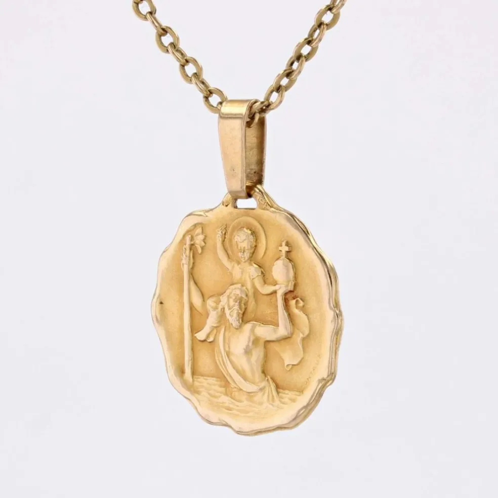 Médaille ancienne Saint Christophe signée Contaux