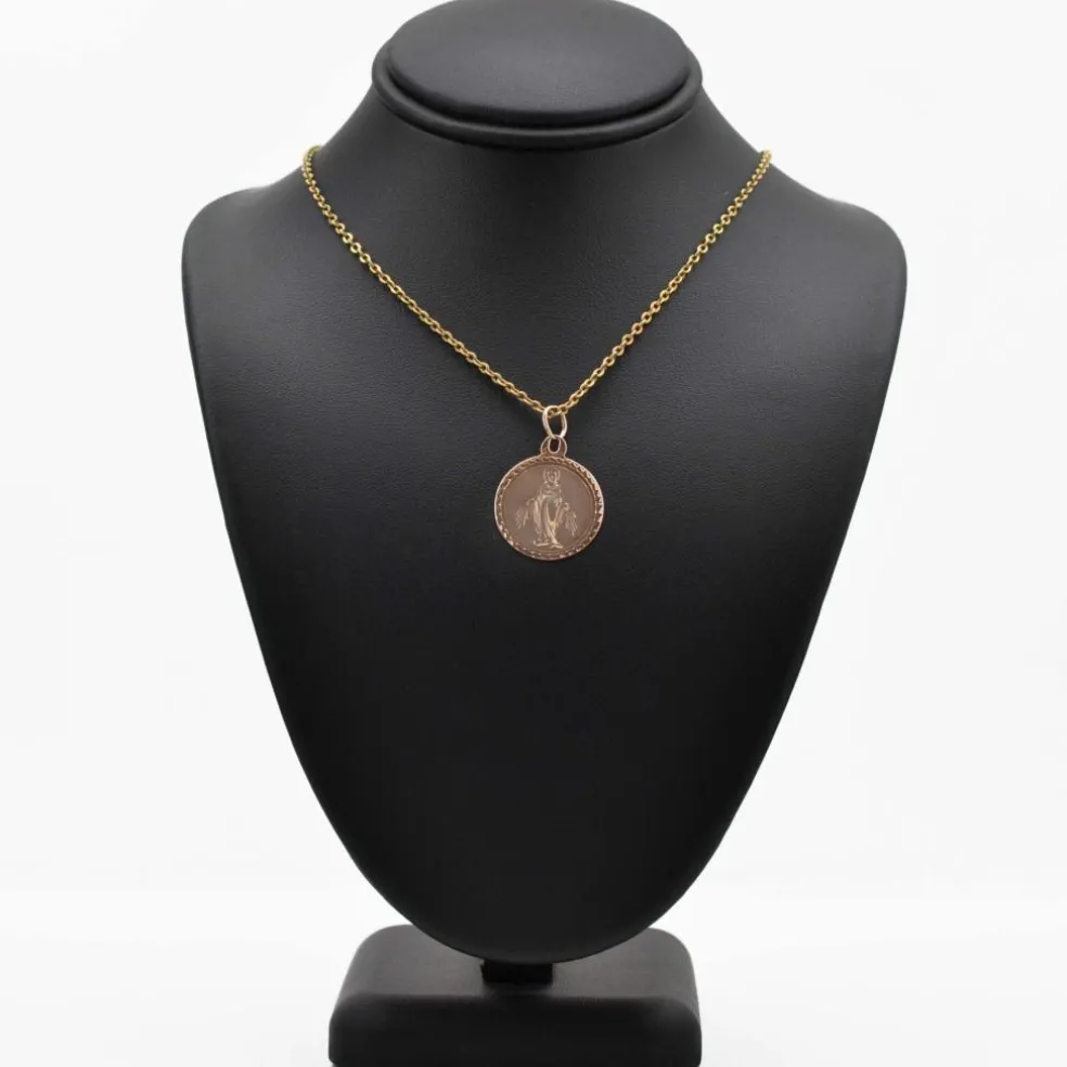 Médaille ancienne Vierge debout or rose