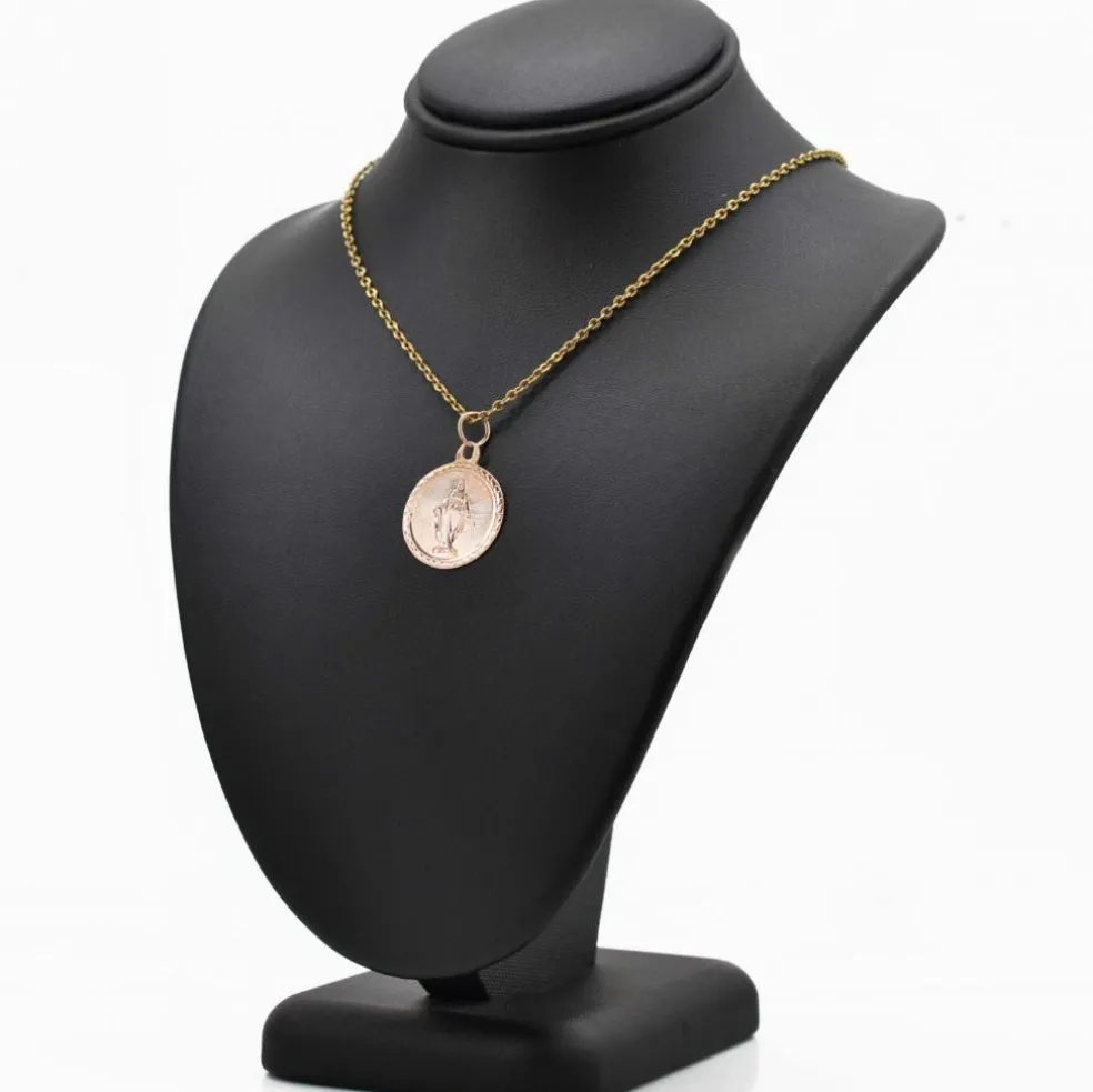 Médaille ancienne Vierge debout or rose