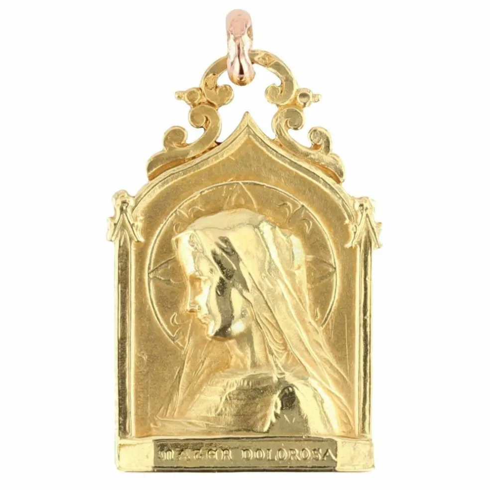 Médaille ancienne Vierge en or jaune