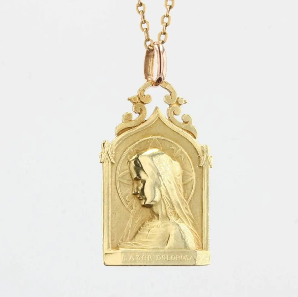 Médaille ancienne Vierge en or jaune