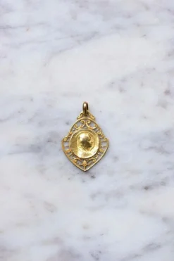Médaille ancienne Vierge Marie en or, Art Nouveau