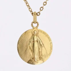 Médaille ancienne Vierge Miraculeuse or jaune