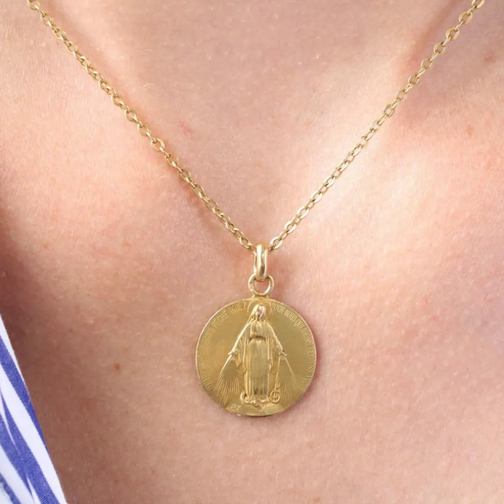 Médaille ancienne Vierge Miraculeuse or jaune