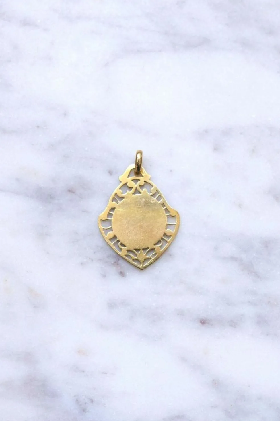 Médaille ancienne Vierge Marie en or, Art Nouveau