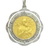 Médaille ancienne vintage en or 18 carats de style édouardien et art déco des années 1910 sertie de diamants et de perles Mère Marie Notre-Dame du Perpétuel Secours