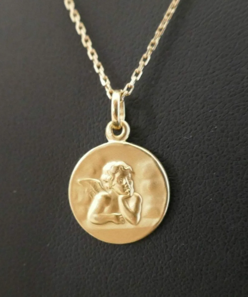 Médaille Ange avec chaîne, Or Jaune