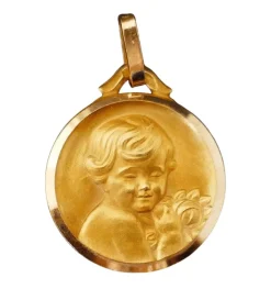 Médaille Art Déco, Ange et bouquet de roses