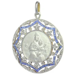 Médaille Art déco diamants et saphirs