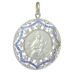 Médaille Art déco diamants et saphirs