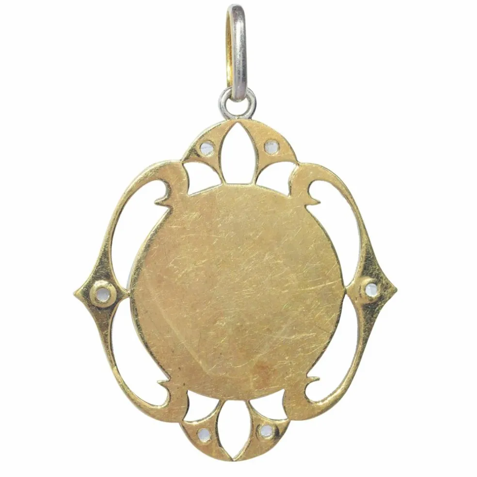 Médaille Art Déco diamants Marie et l'enfant Jésus