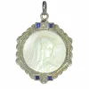 Médaille Art Déco Nacre Diamants Saphirs