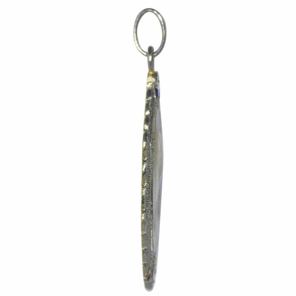 Médaille Art Déco Nacre Diamants Saphirs