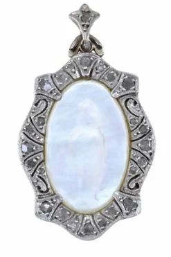 Médaille Art Déco, vierge en or jaune/ blanc