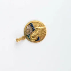 Médaille Art Nouveau Liegault diamant et émail plique à jour