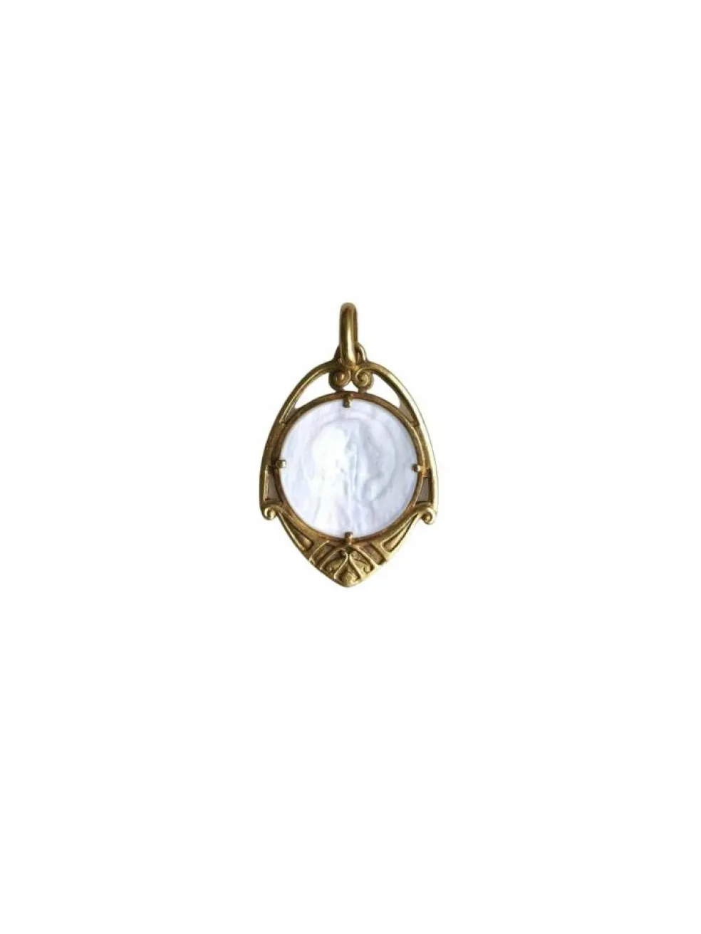 Médaille Art Nouveau Vierge sur nacre