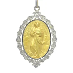 Médaille Belle Epoque 2 ors Diamants