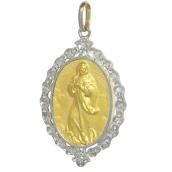 Médaille Belle Epoque 2 ors Diamants