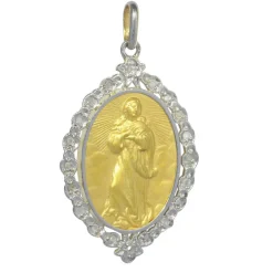 Médaille Belle Epoque 2 ors Diamants