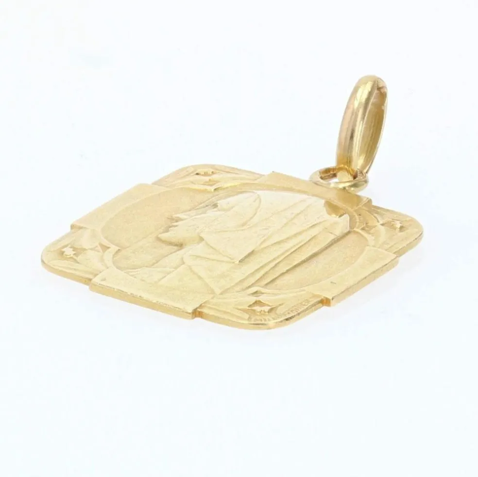 Médaille carrée Vierge or jaune
