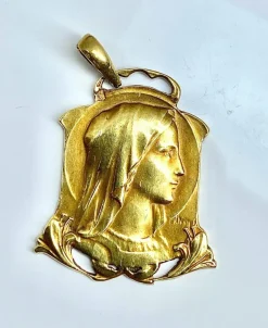 Médaille de la Vierge en or jaune signée DROPSY