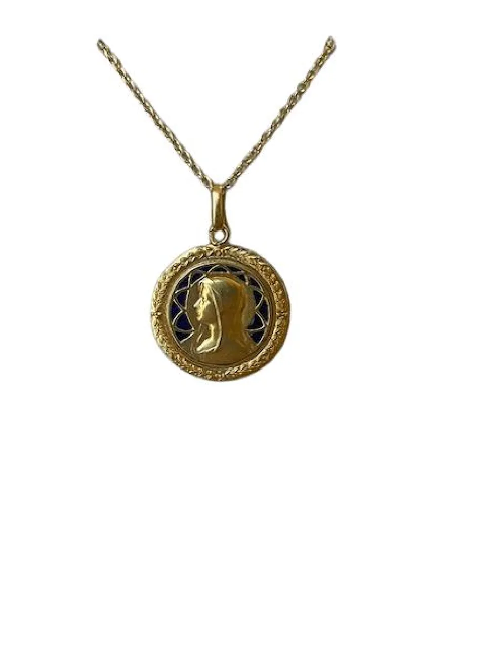 Médaille de la Vierge Marie ancienne et émail