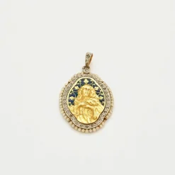 Médaille de la Vierge Marie or, diamants et perles, vers 1900