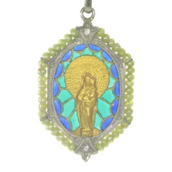 Médaille Diamants et émail plique-a-jour