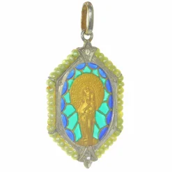 Médaille Diamants et émail plique-a-jour