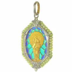Médaille Diamants et émail plique-a-jour